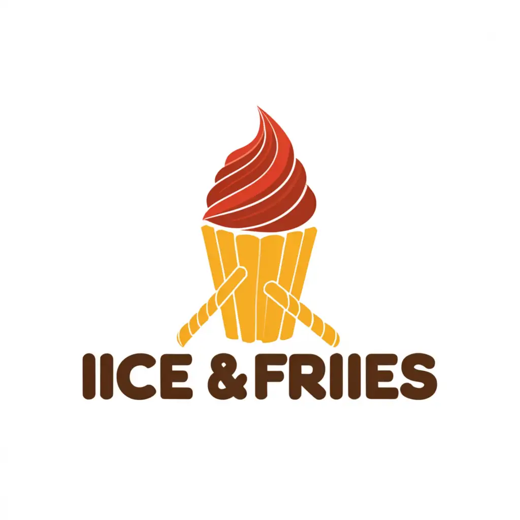 a logo design,with the text "ice & fries", main symbol:nitrogen icecream and fries,complex,be used in Restaurant industry,clear background