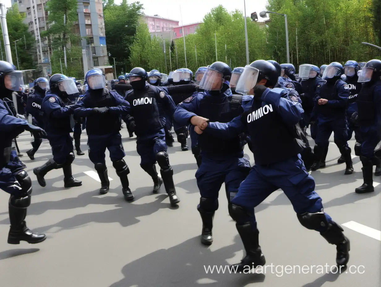 омон подавляет протест