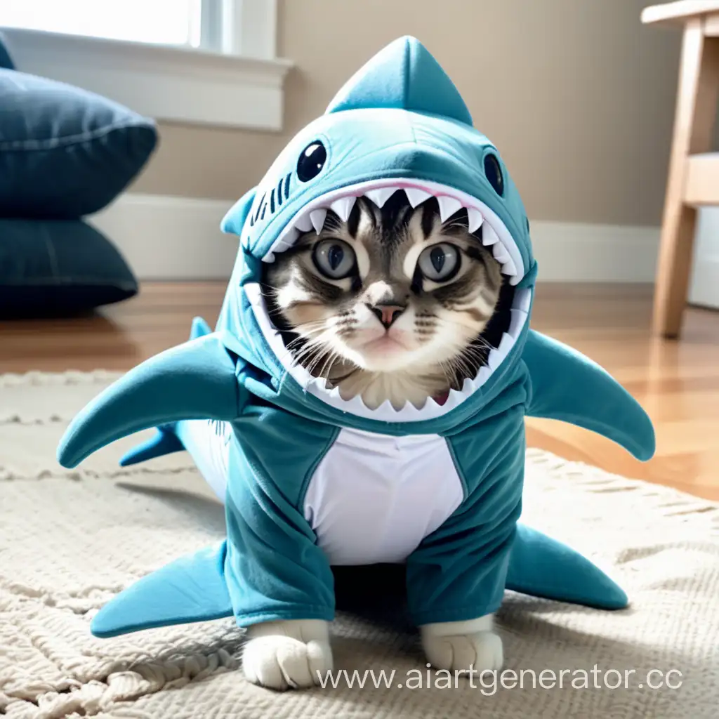 Adorable-Kitty-Wearing-Shark-Costume