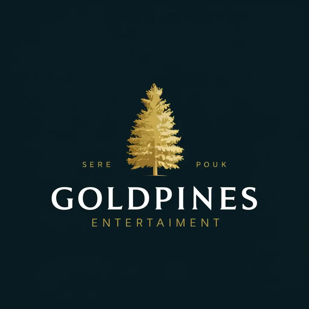logo, Golden pine, with the text "Goldpines", typography, be used in Entertainment industry