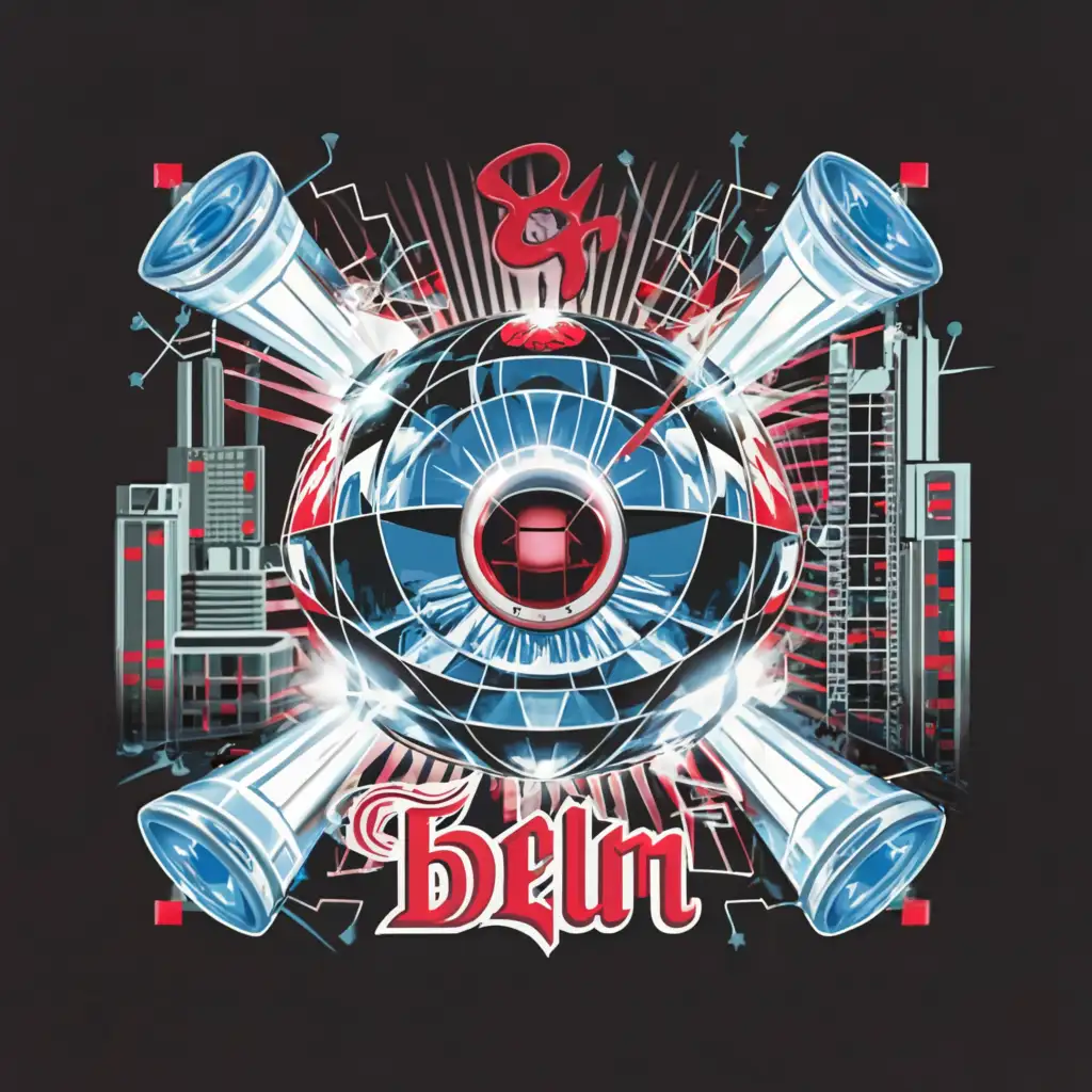 a logo design,with the text "Belin 84", main symbol:hi -tech text Belin 84  with red text kanjis and discoball
Background: tokyo city pop pagoda cherrys,complex,be used in Technology industry,clear background
belin84
84
BELIN84
belin 84
BELIN 84
