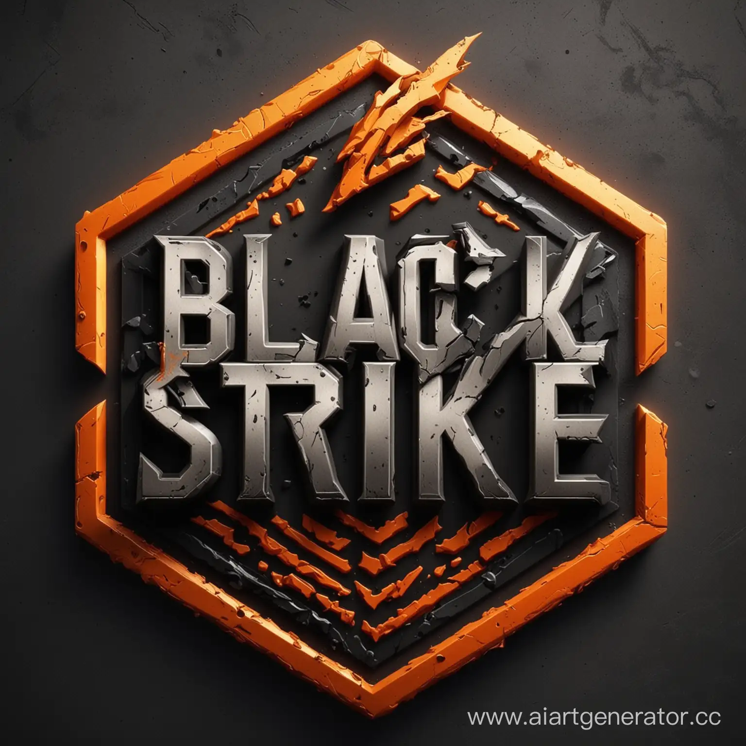 Логотип в оранжевом стиле к игре Black Strike Реалистичный