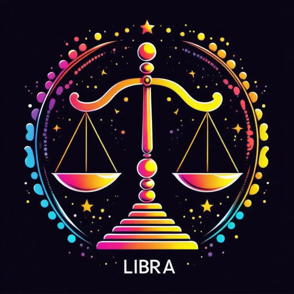 Cool  colorful style Libra symbol, vector illustration   t-shirt design 
