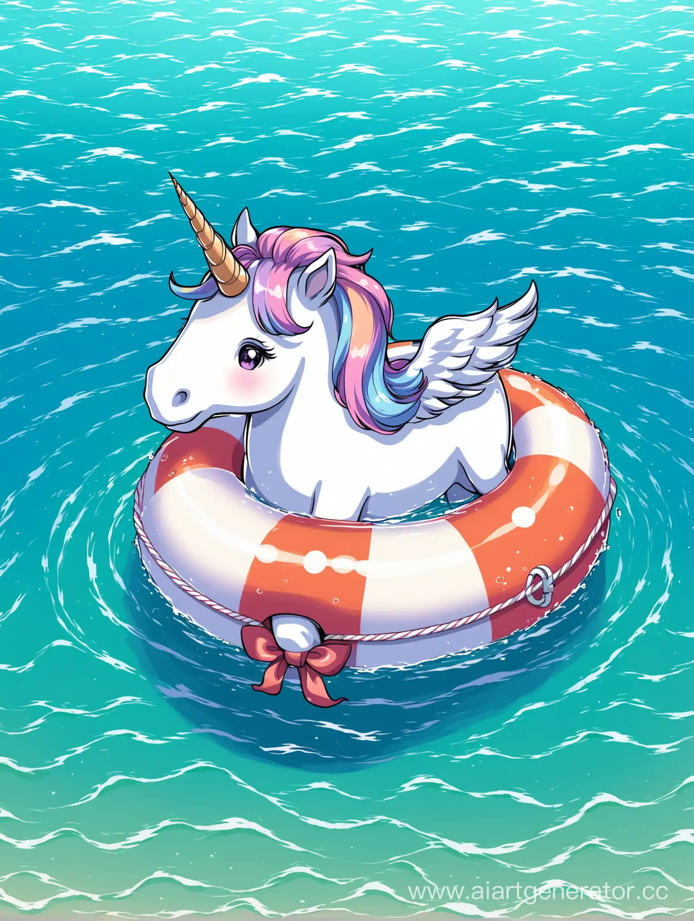 Majestic-Unicorn-Swimming-in-Ocean-Waves-Inside-a-Lifesaver