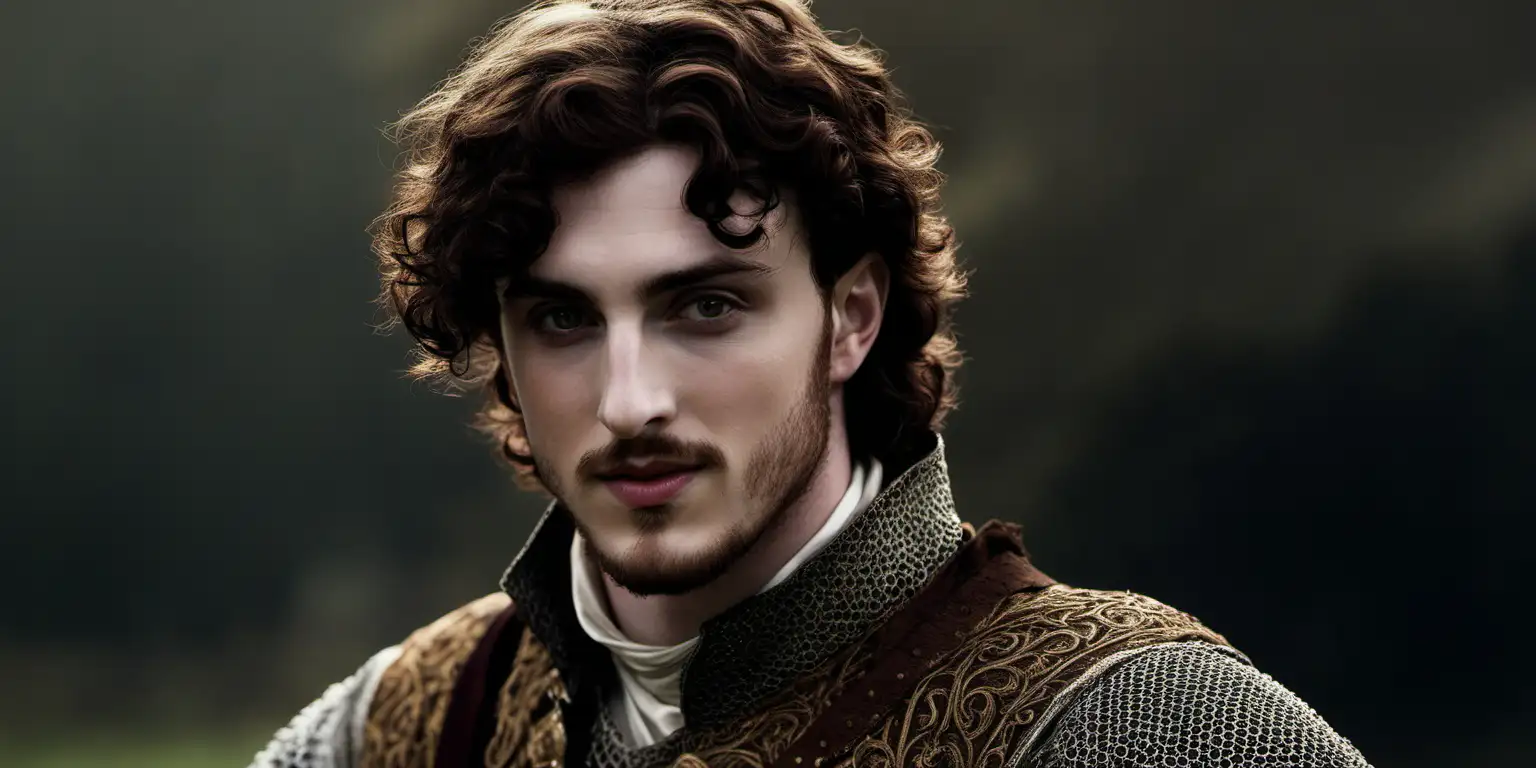 Charming Young Prince in Fantasy Medieval Attire with Striking Resemblance to Collin ODonoghue and Aaron Johnson