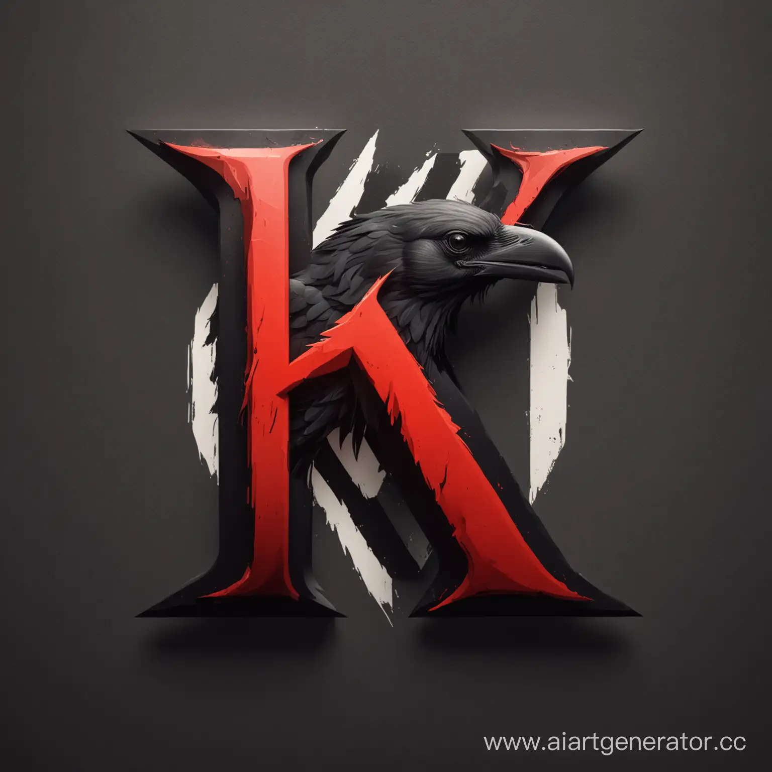 Лого с букой K по середине, основные цвета красный черный белый и их тона, эта буква должна быть на вороне 