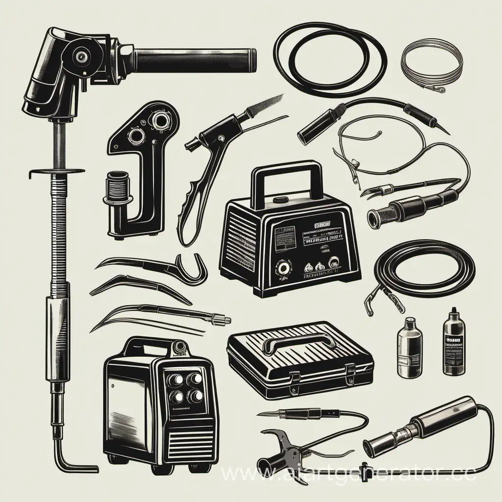 Сварочное оборудование и материалы. Должен быть нарисован сварочный аппарат и сварочная горелка с надписью Svardom.by