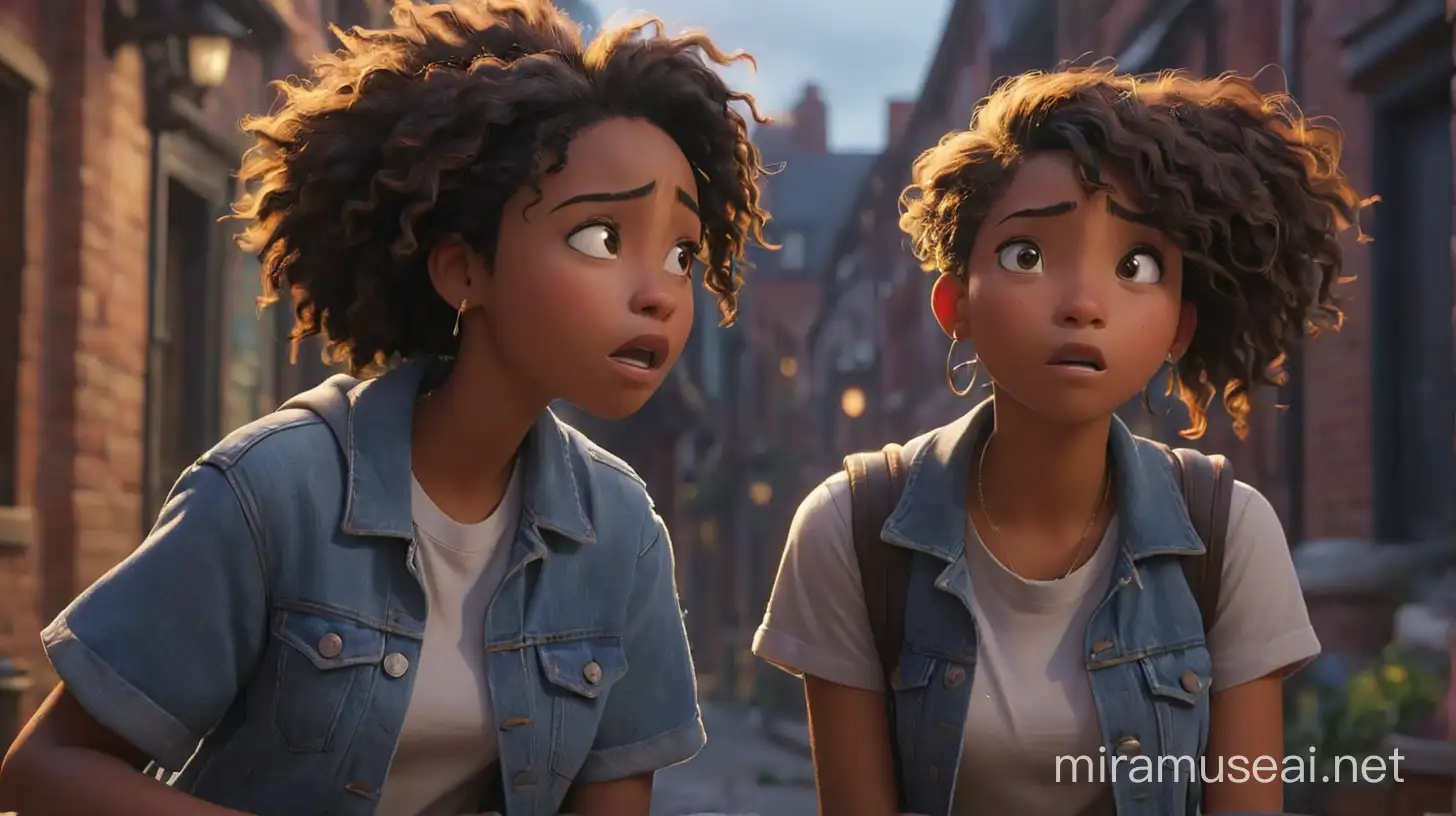 Emotionally Charged Argument African American Teenage Friends in Pixar Style Animation