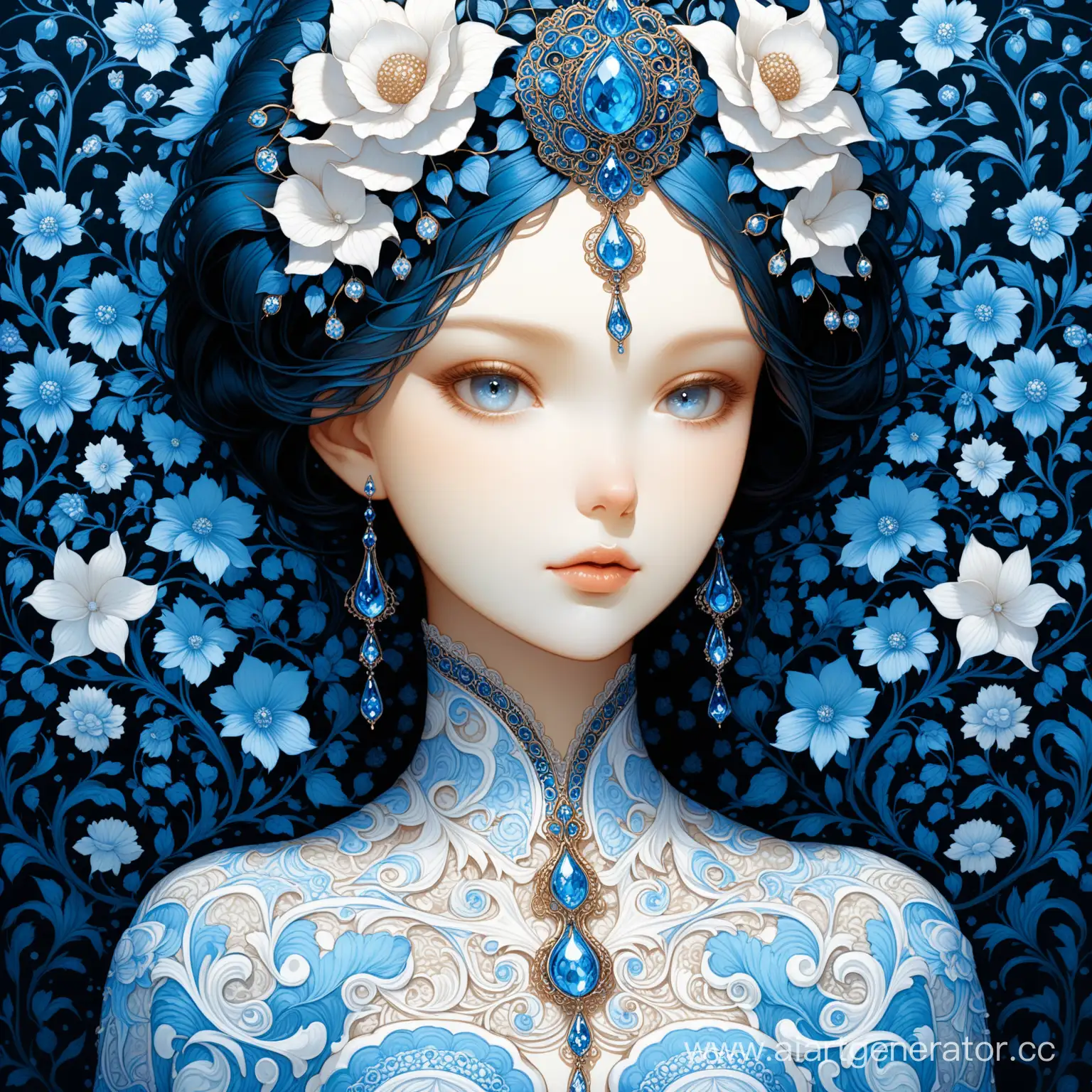 Porcelain-Beauty-Drawing-Meticulously-Detailed-Surrealism-in-Blue-and-White