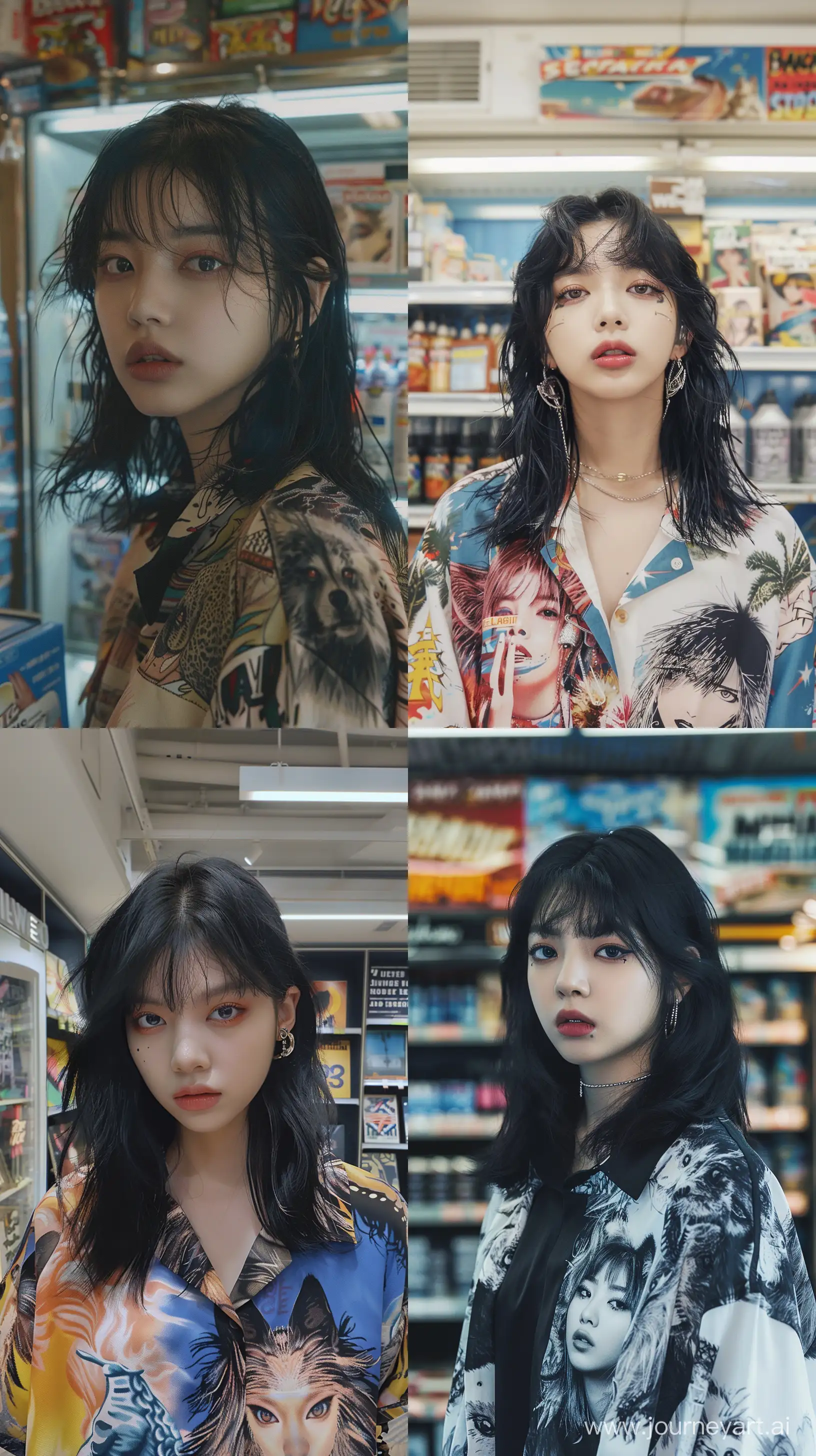 Blackpinks-Jennie-in-Aesthetic-Makeup-with-Medium-Black-Wolfcut-Hair-in-Album-Store