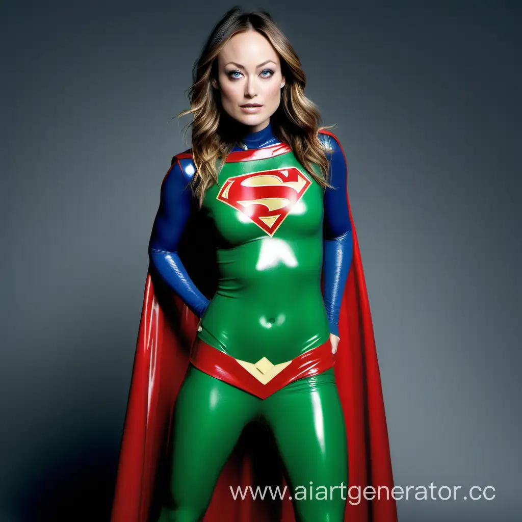 Olivia-Wilde-in-Captivating-Latex-Supergirl-Costume-with-Green-Kryptonite-Accents