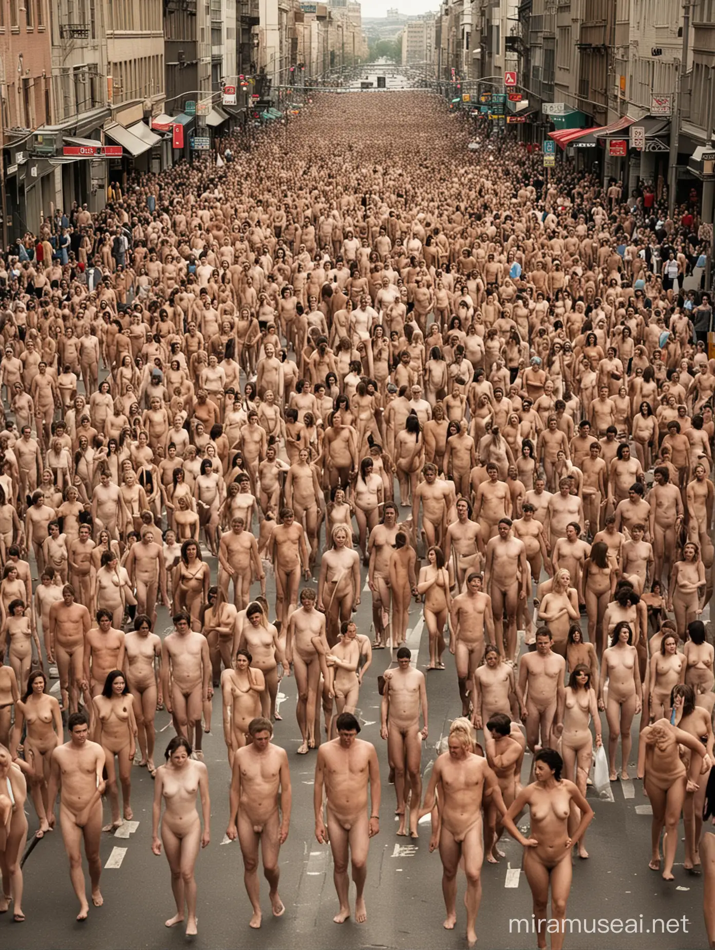 City full of naked people 