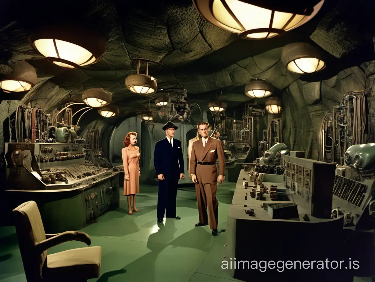 Vivid-1940s-Spy-Movie-Villains-Lair-with-Futuristic-Robots