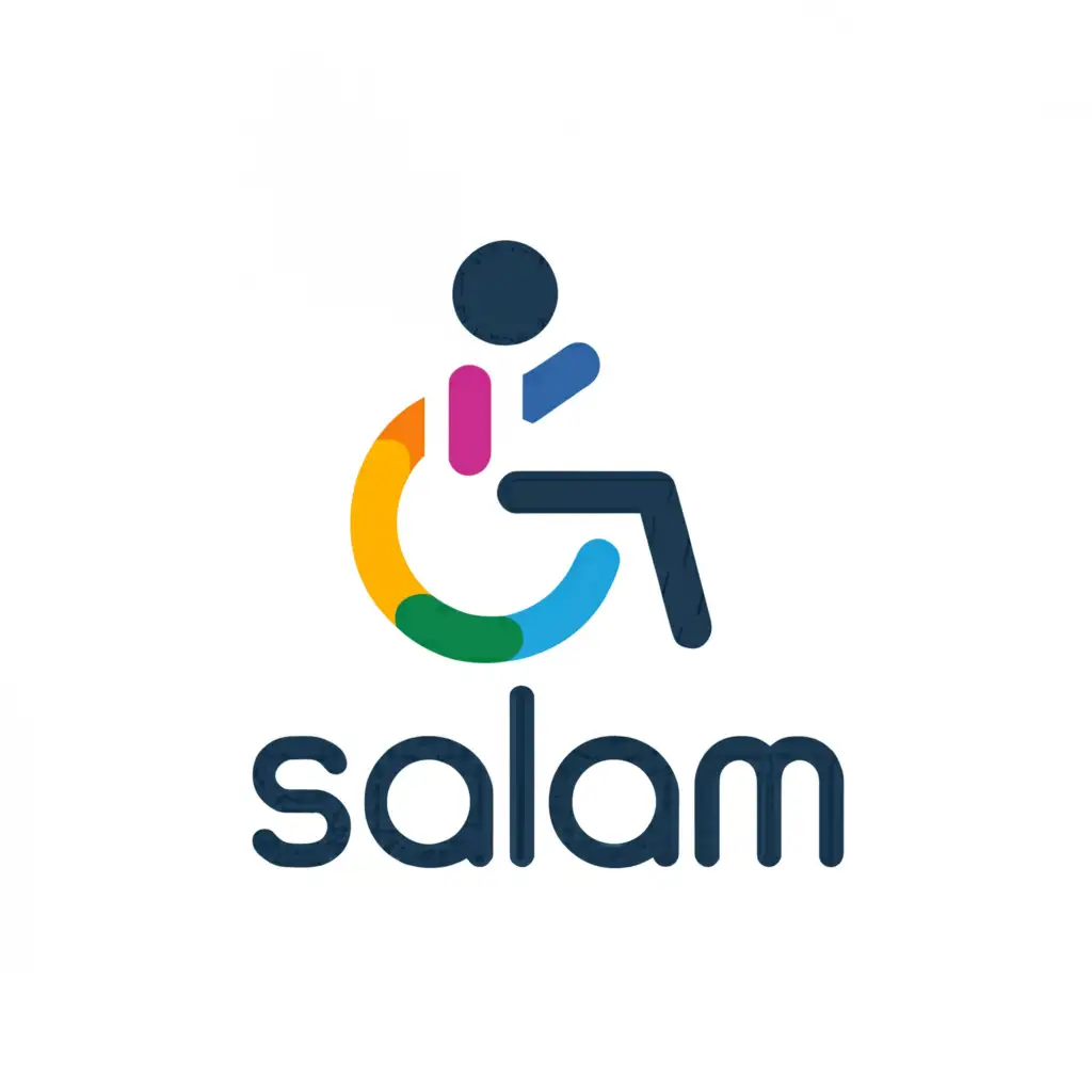 a logo design,with the text "SALAM", main symbol:Diverse Person in Wheelchair,Moderate,be used in Nonprofit industry,clear background