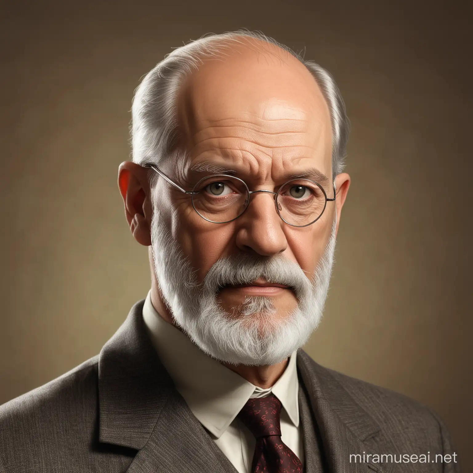 Realistic Portrait of Sigmund Freud in His Study