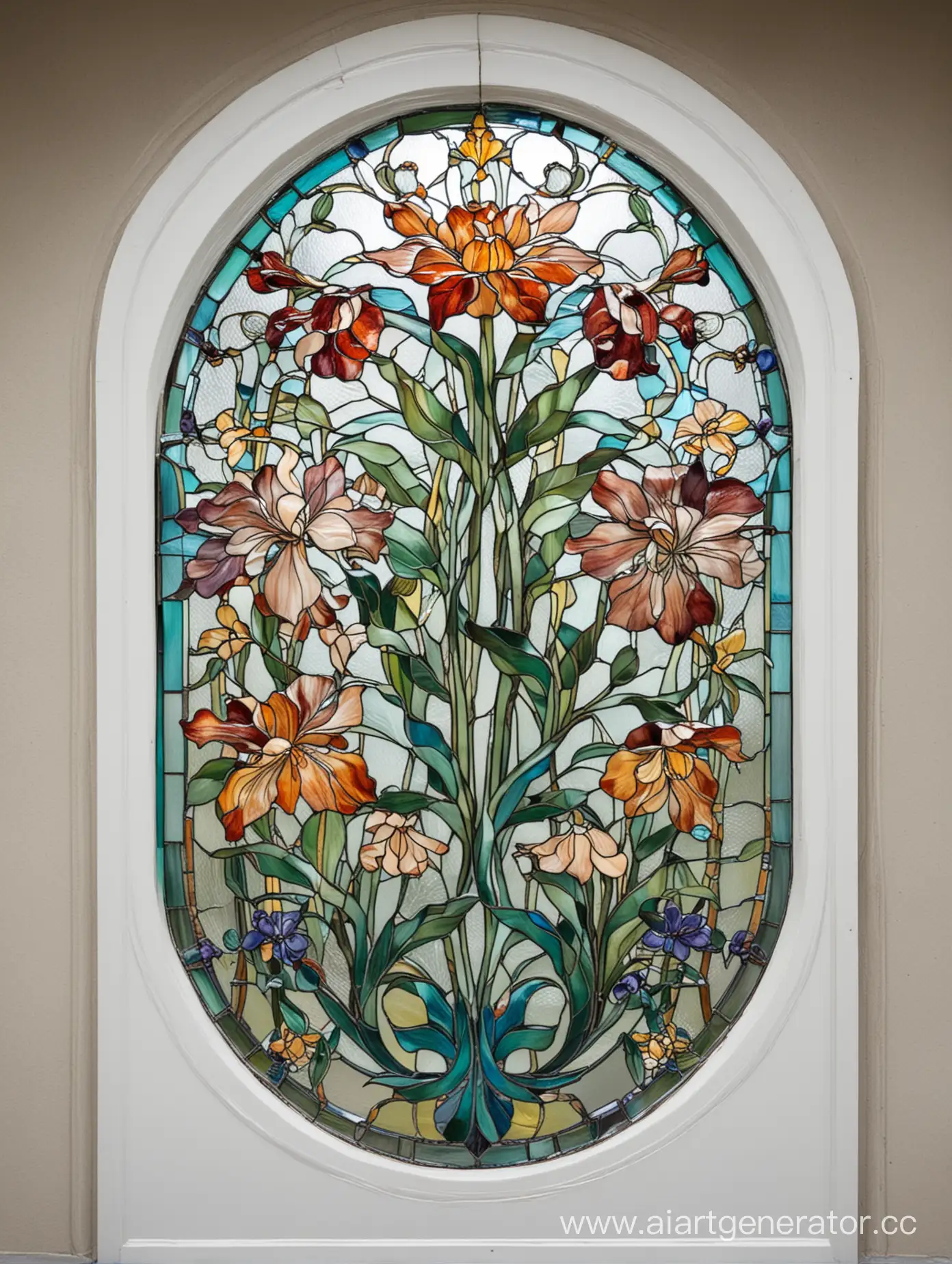 Art-Nouveau-Stained-Glass-Floral-Ornament-Elegant-Tiffany-Door-Decor