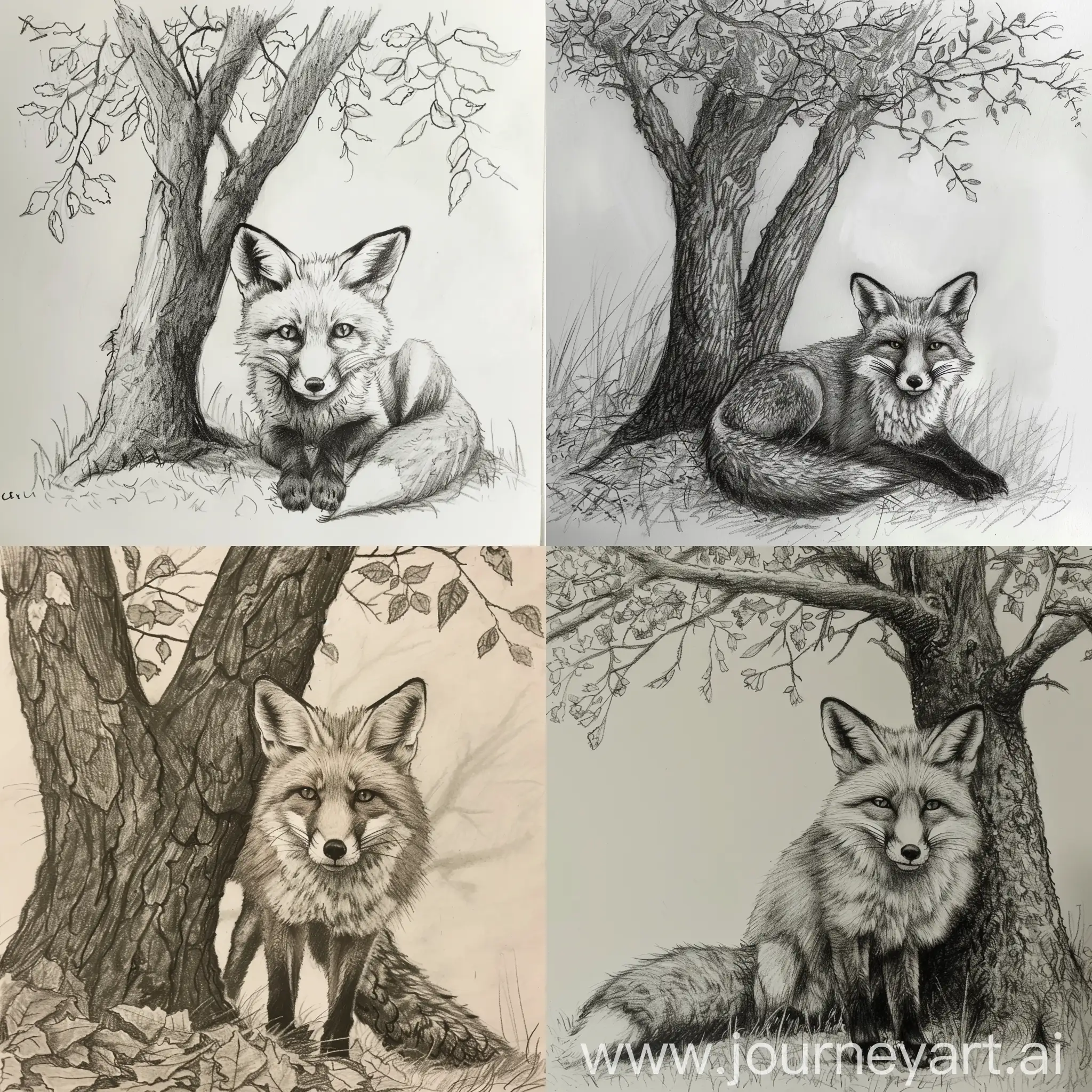 帮我画一张树下野狐