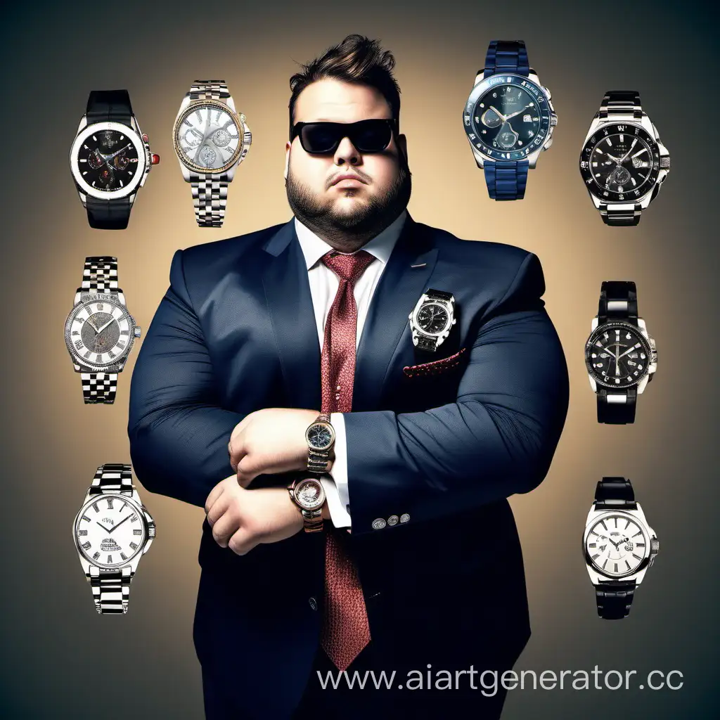 Stylish-and-Wealthy-Man-Showcasing-an-Array-of-Luxury-Watches