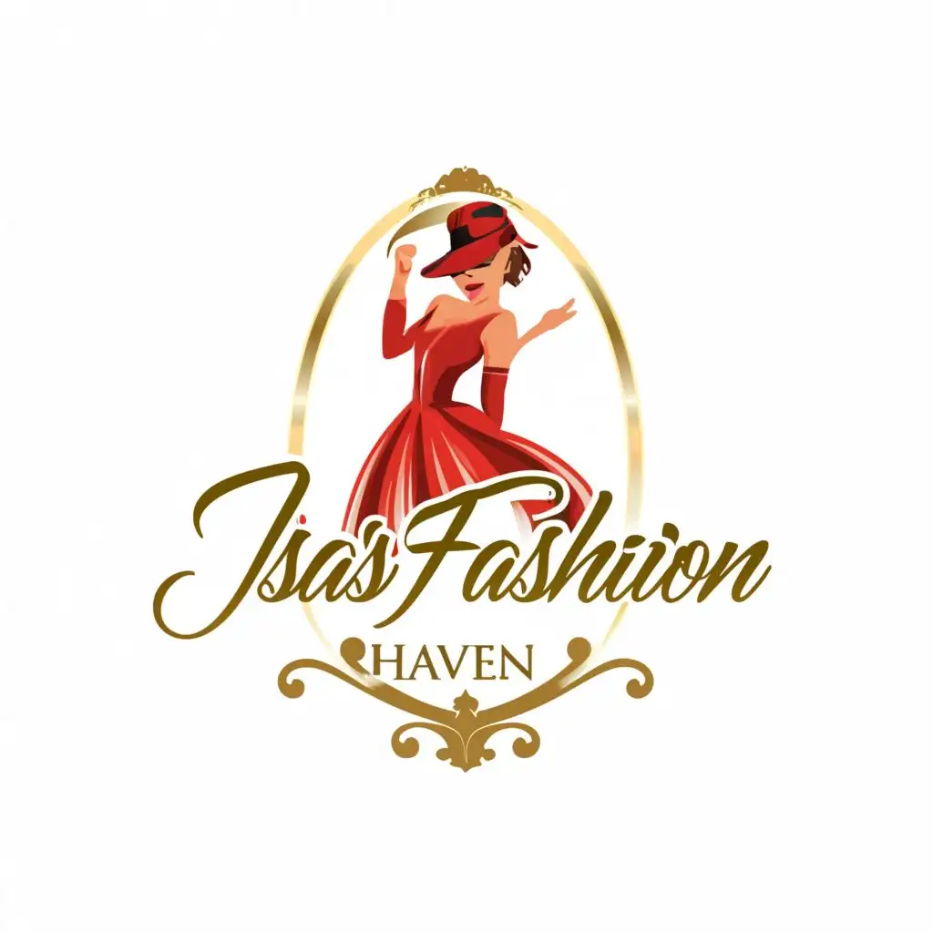 LOGO-Design-For-Isas-Fashion-Haven-Elegant-Woman-in-Red-Modern-Style-with-Hat-and-Lips