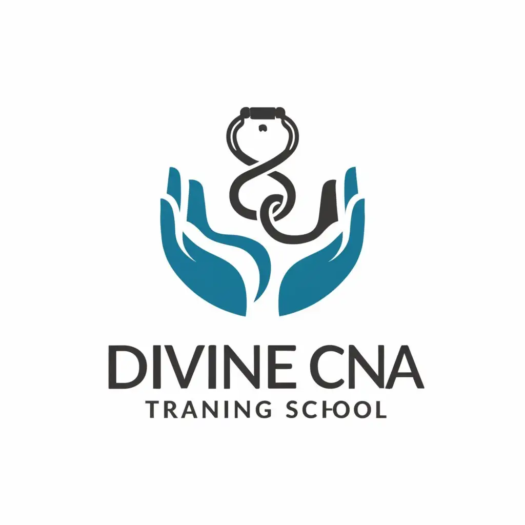 a logo design,with the text "Divine CNA Training School", main symbol:Caring hands,Moderate,be used in Medical Dental industry,clear background