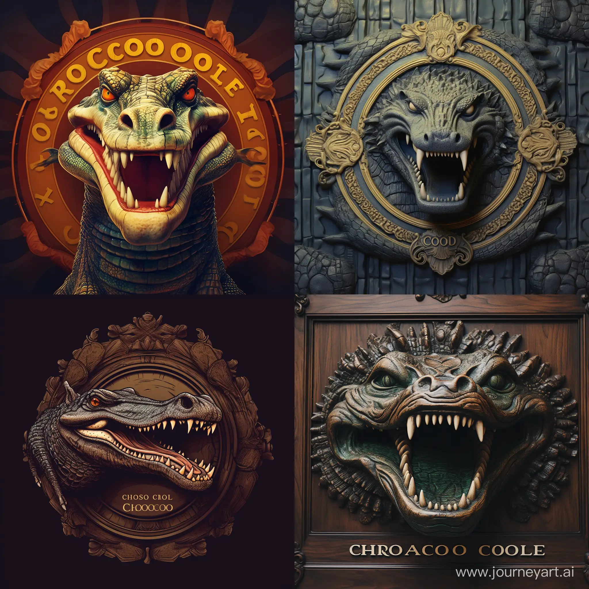 Logo, crocodile close-up, inscription "croco house"