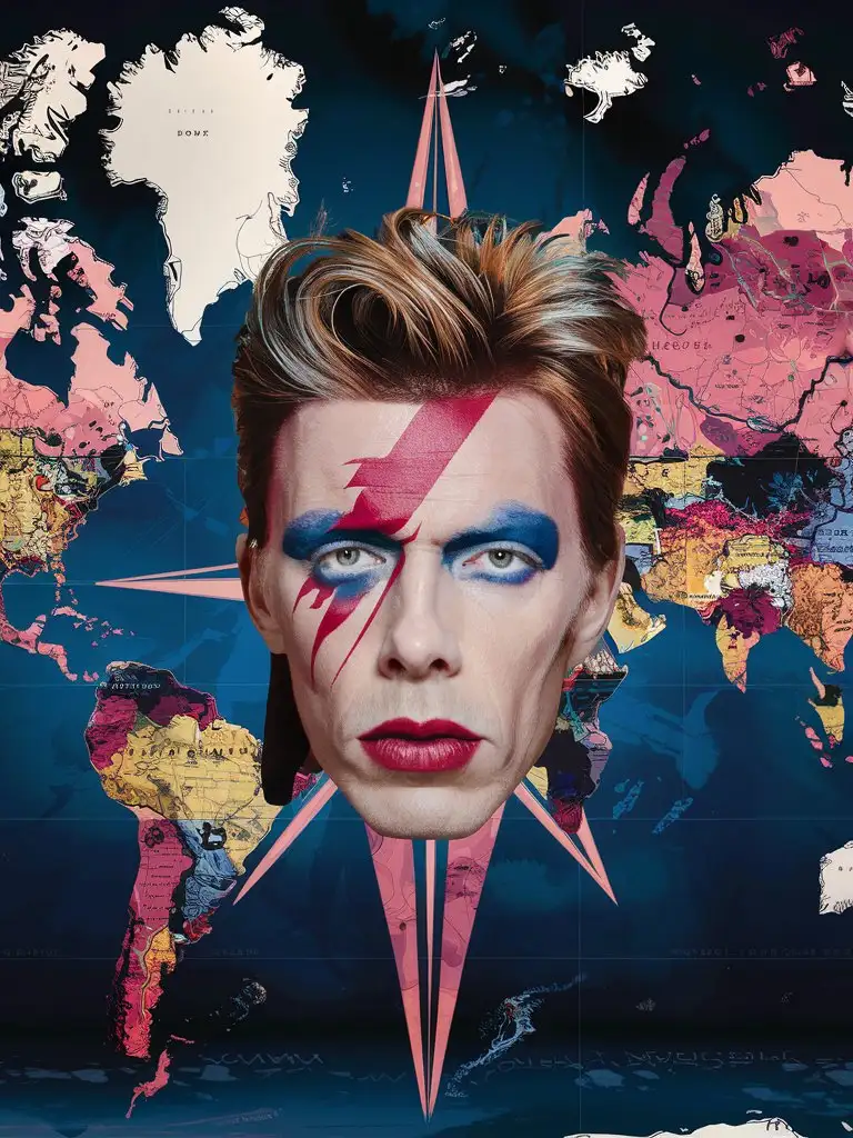 Ένας χάρτης με το πρόσωπο του David Bowie
