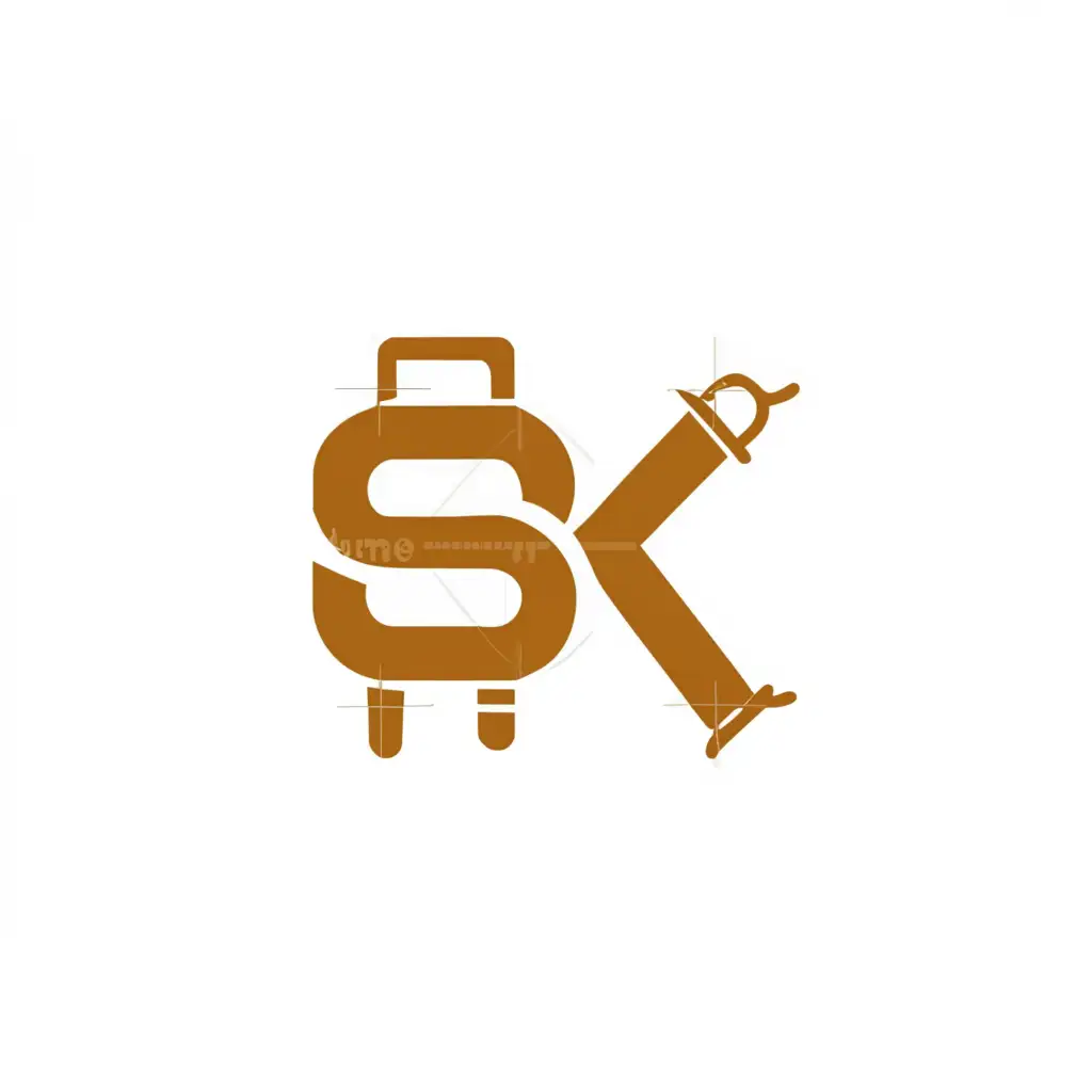 a logo design,with the text "SK", main symbol:sausage suitcase,Moderate,be used in Entertainment industry,clear background