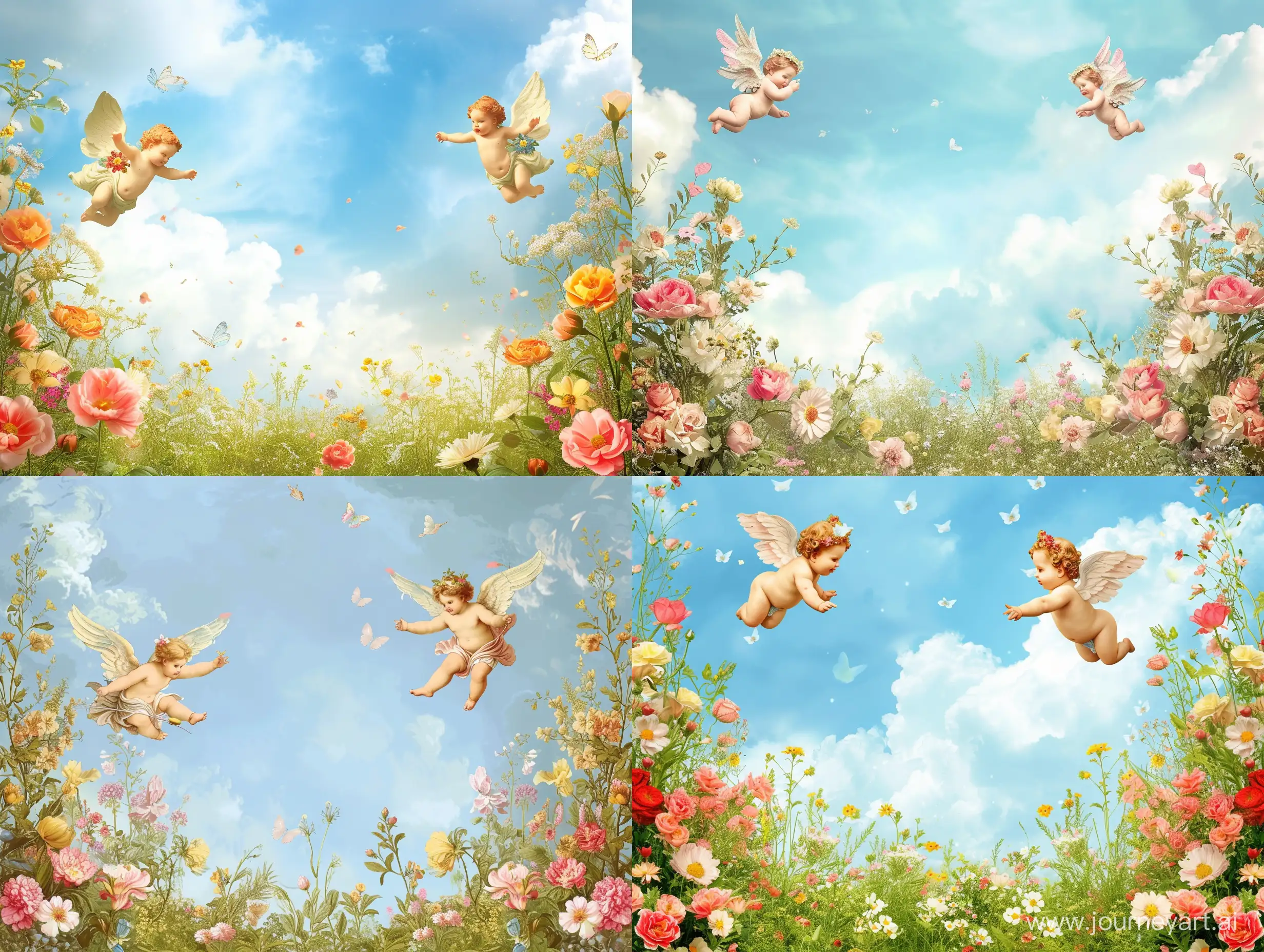 Romantic-Flower-Meadow-with-Cupids-in-Odeon-Renon-Style