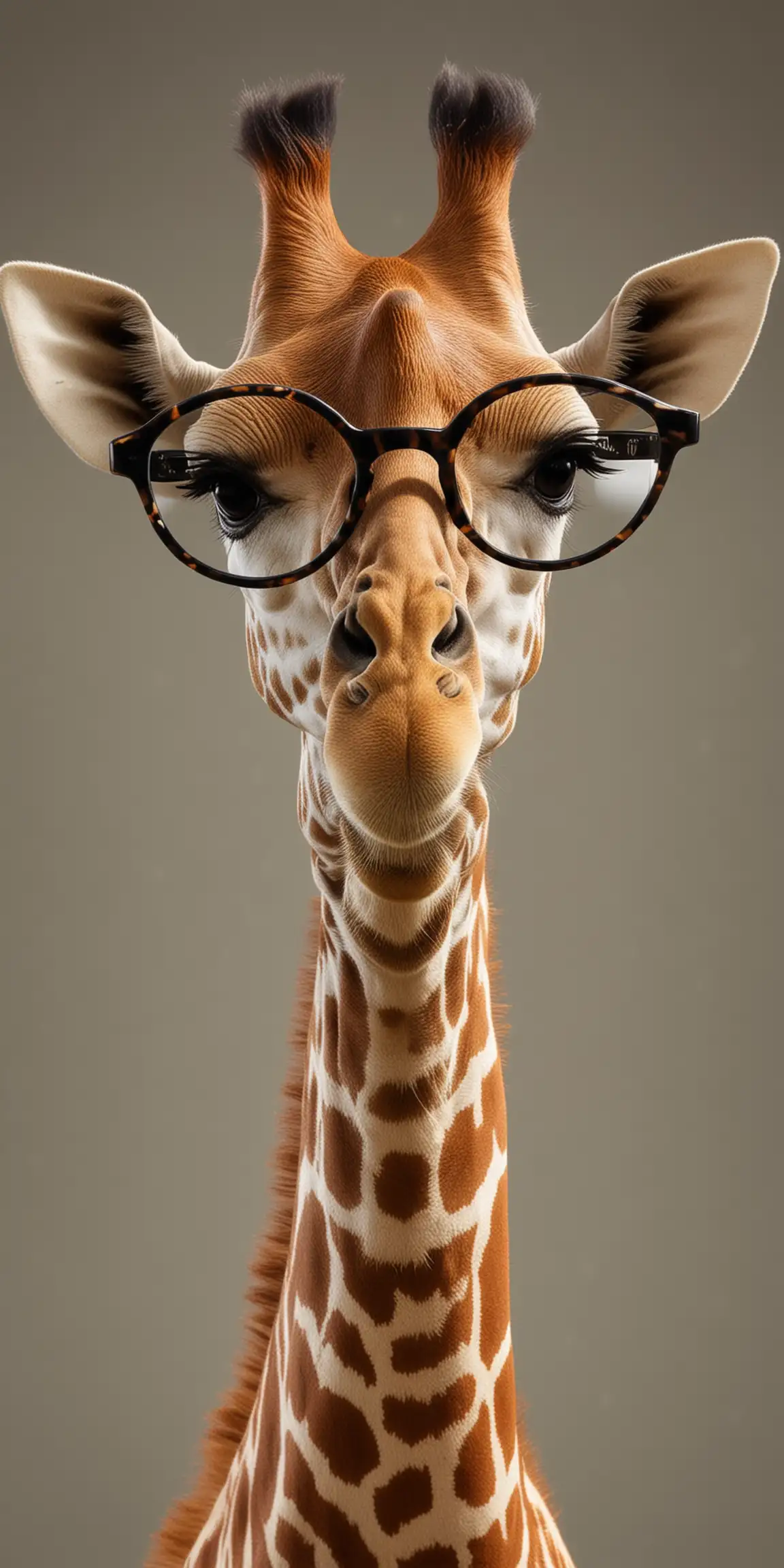 Giraffe Wearing Glasses Quirky and Intellectual Animal Portrait