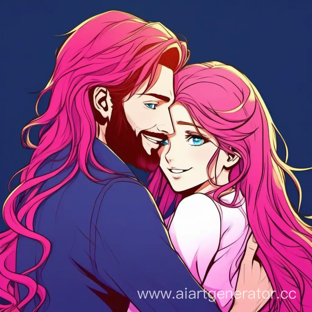 Affectionate-Embrace-of-Pinkhaired-Girl-and-Redhaired-Guy