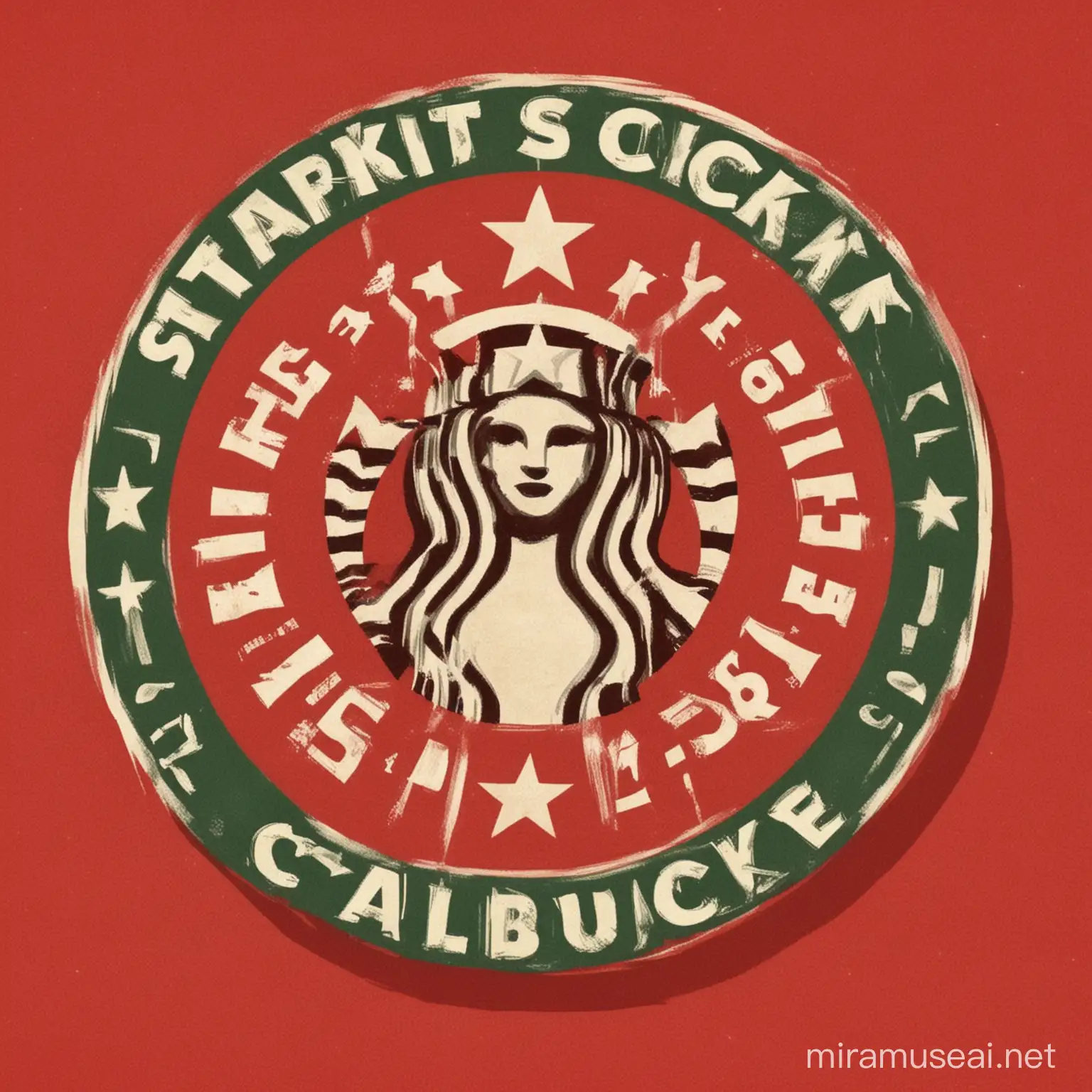 can you create a communist version of the Starbucks logo please ? 
