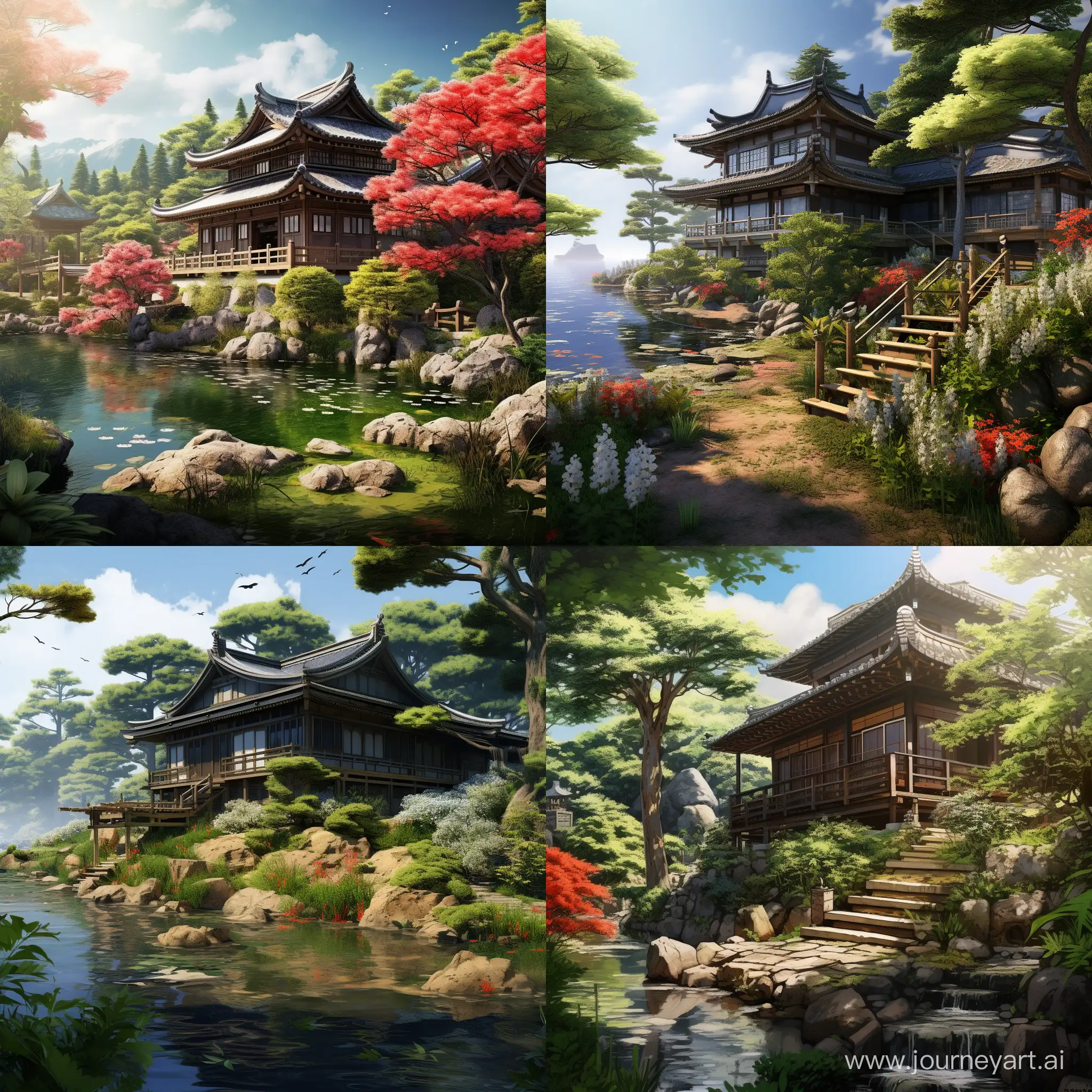 Japanese-Nature-Scene-with-Traditional-House-in-Photorealistic-Style