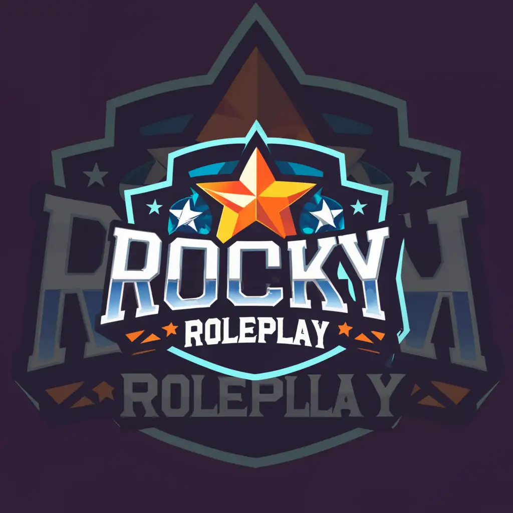 a logo design,with the text "Rocky Roleplay", main symbol:Fivem,Moderate,clear background