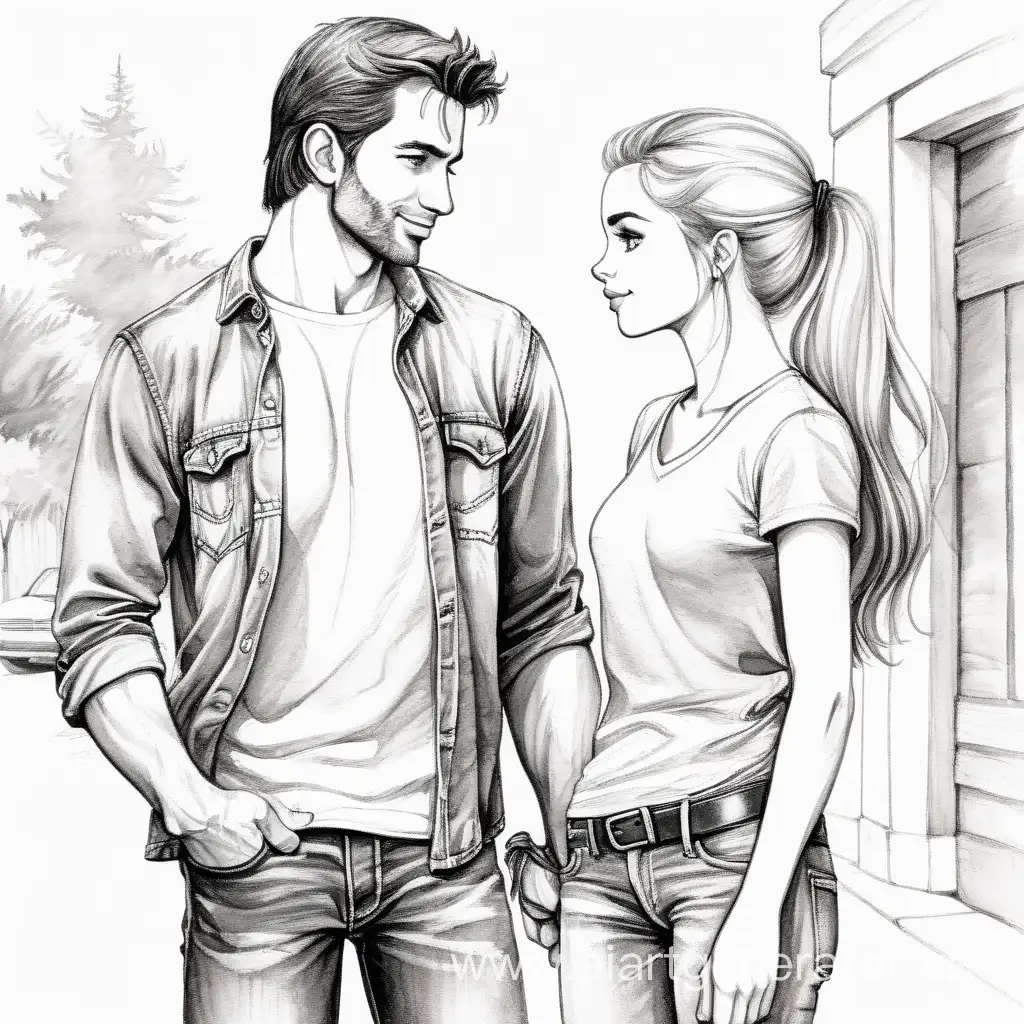 Romantic-Encounter-Tall-Handsome-Man-Gazing-at-Girl-with-Tenderness