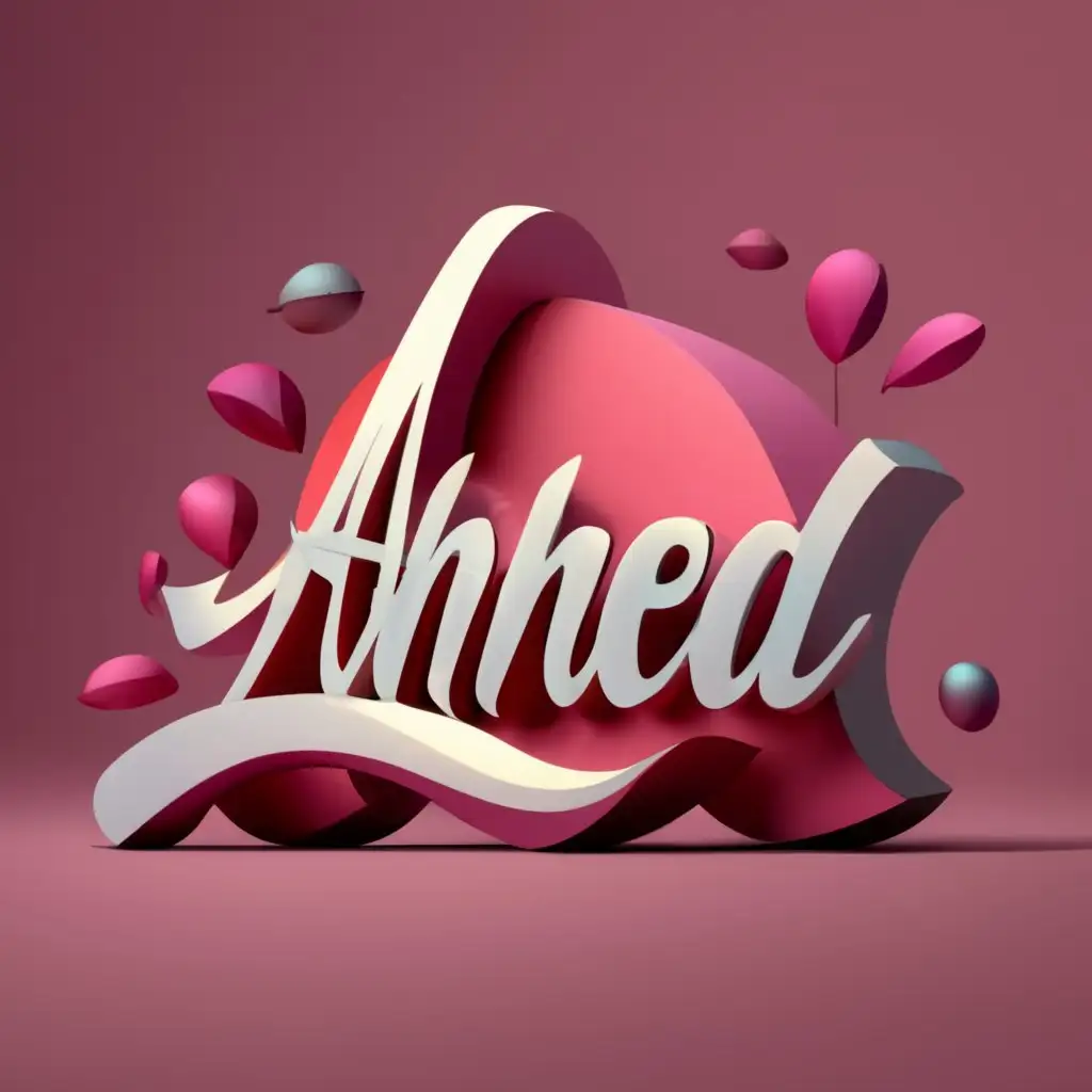 logo, 3d, with the text "ahmed", typography