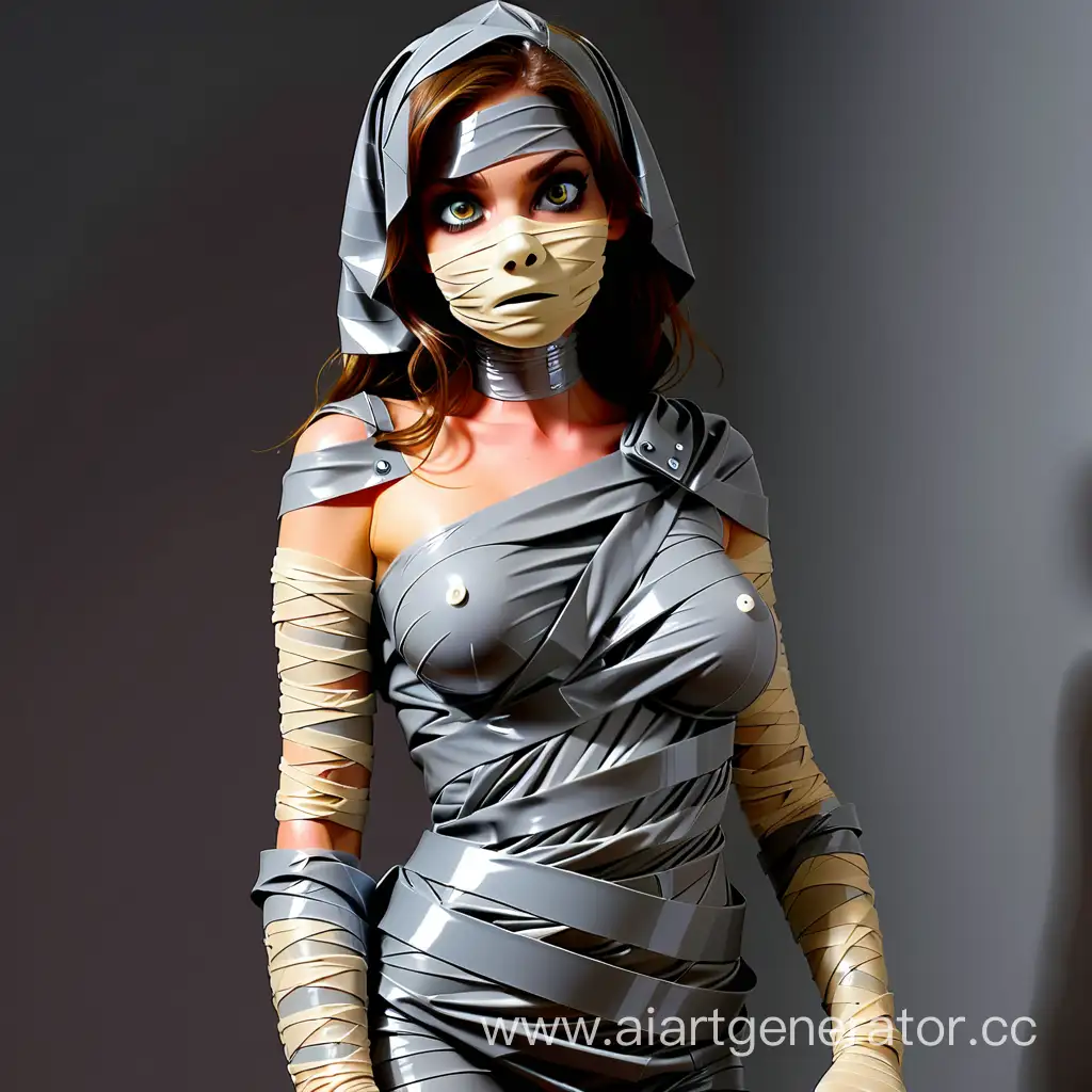 Mysterious-Latex-Mummy-Girl-Enveloped-in-Gray-Duct-Tape