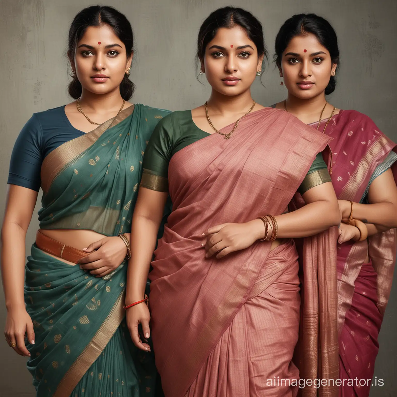Hyper realistic image of the Indian plus size women on saree, arrested by the Indian police