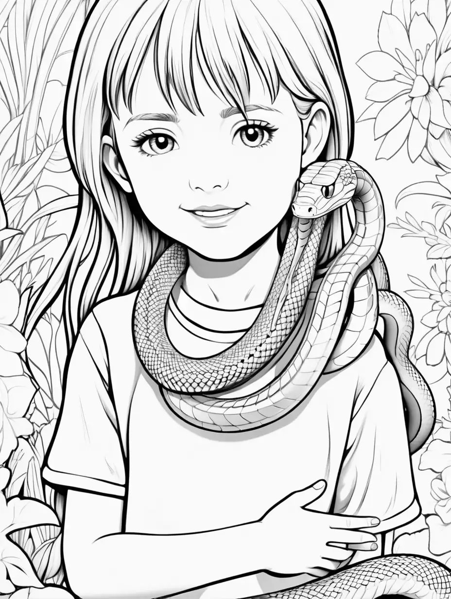 PET SNAKE AROUND CHILDS NECK FOR COLOURING BOOK