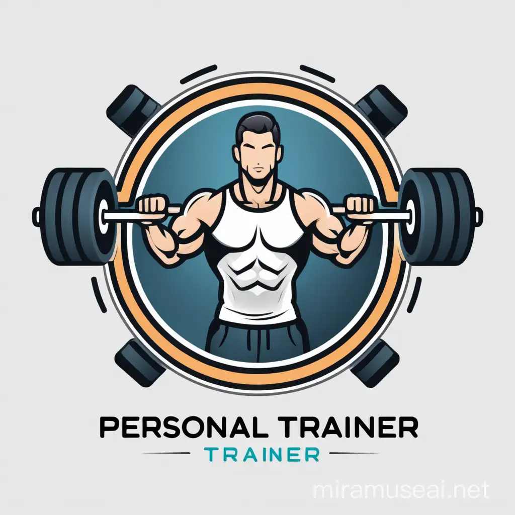 Dynamic Personal Trainer Logo Design with Energetic Silhouette