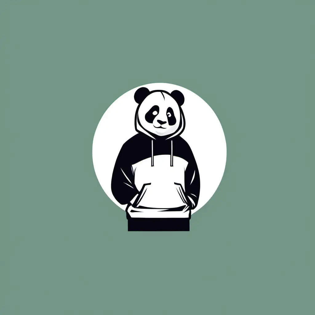 Minimalist Street Style Panda Wearing Hoodie Logo