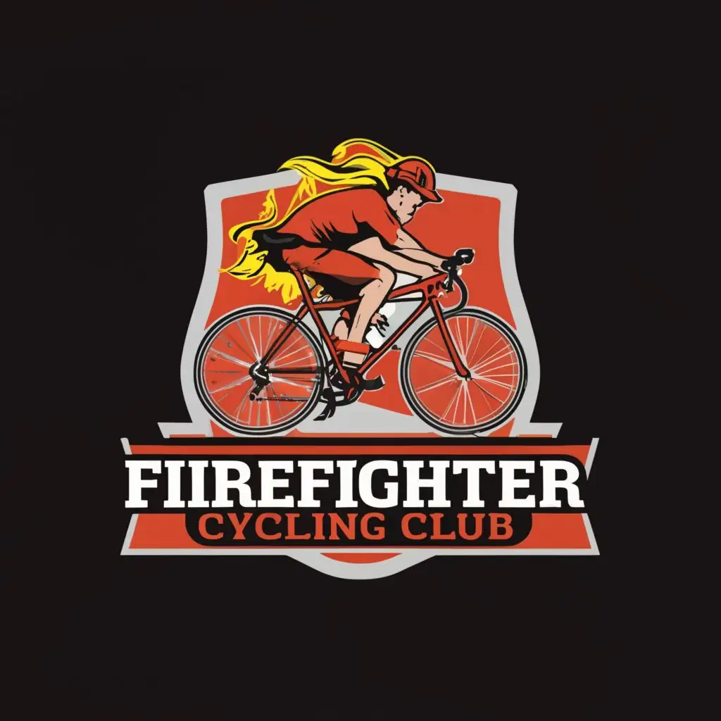 a logo design, with the text 'Firefighter Cycling Club', main symbol: Bike/Firefighter, Moderate, to be used in Sports Fitness industry, clear background