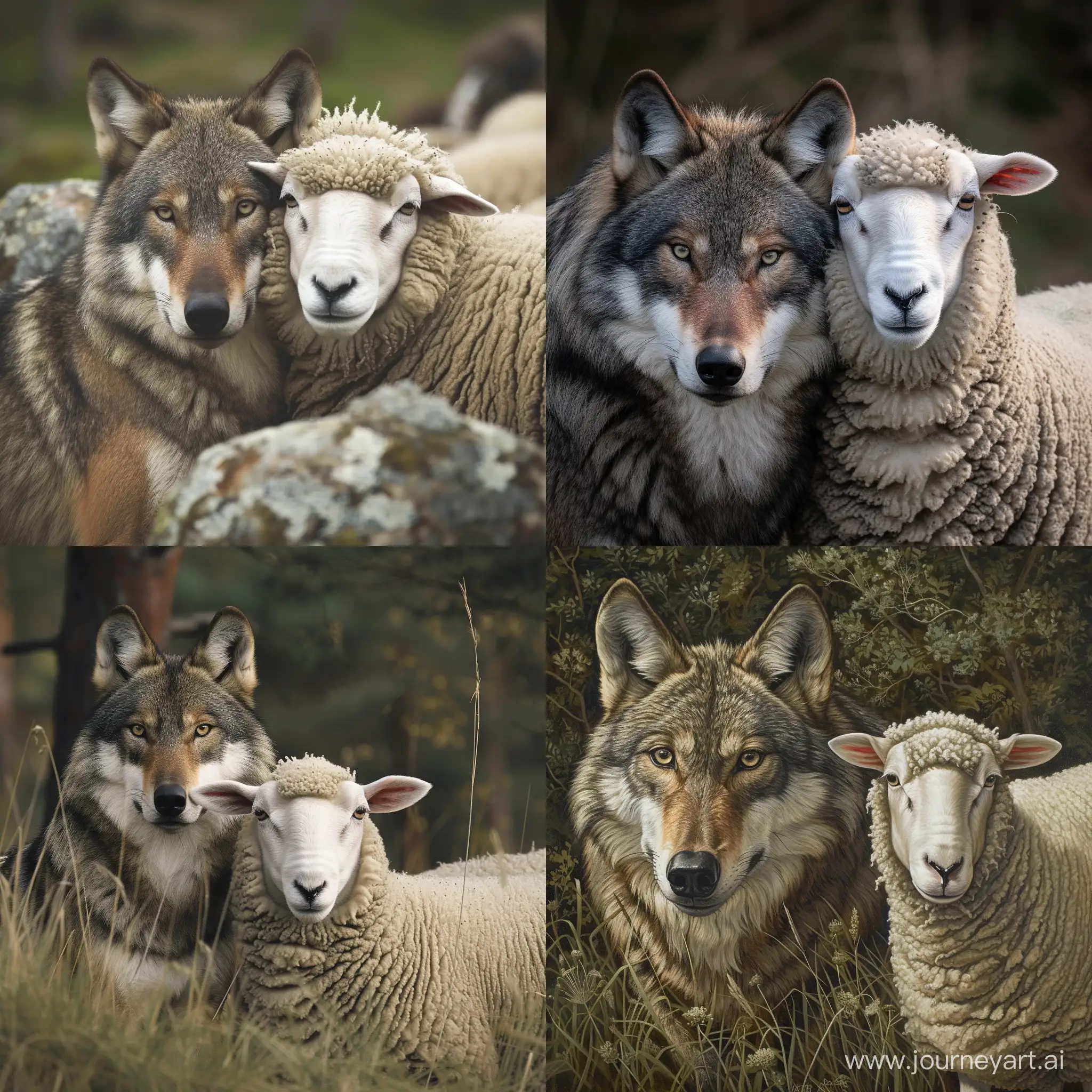 Wolf-and-Sheep-in-Enigmatic-Encounter