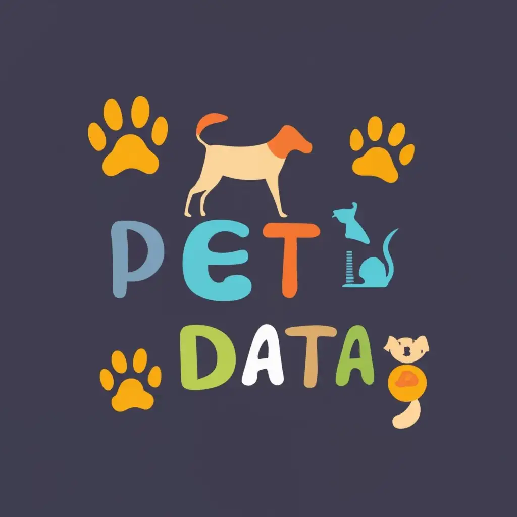 logo, animals, with the text "Pet data", typography, be used in Animals Pets industry