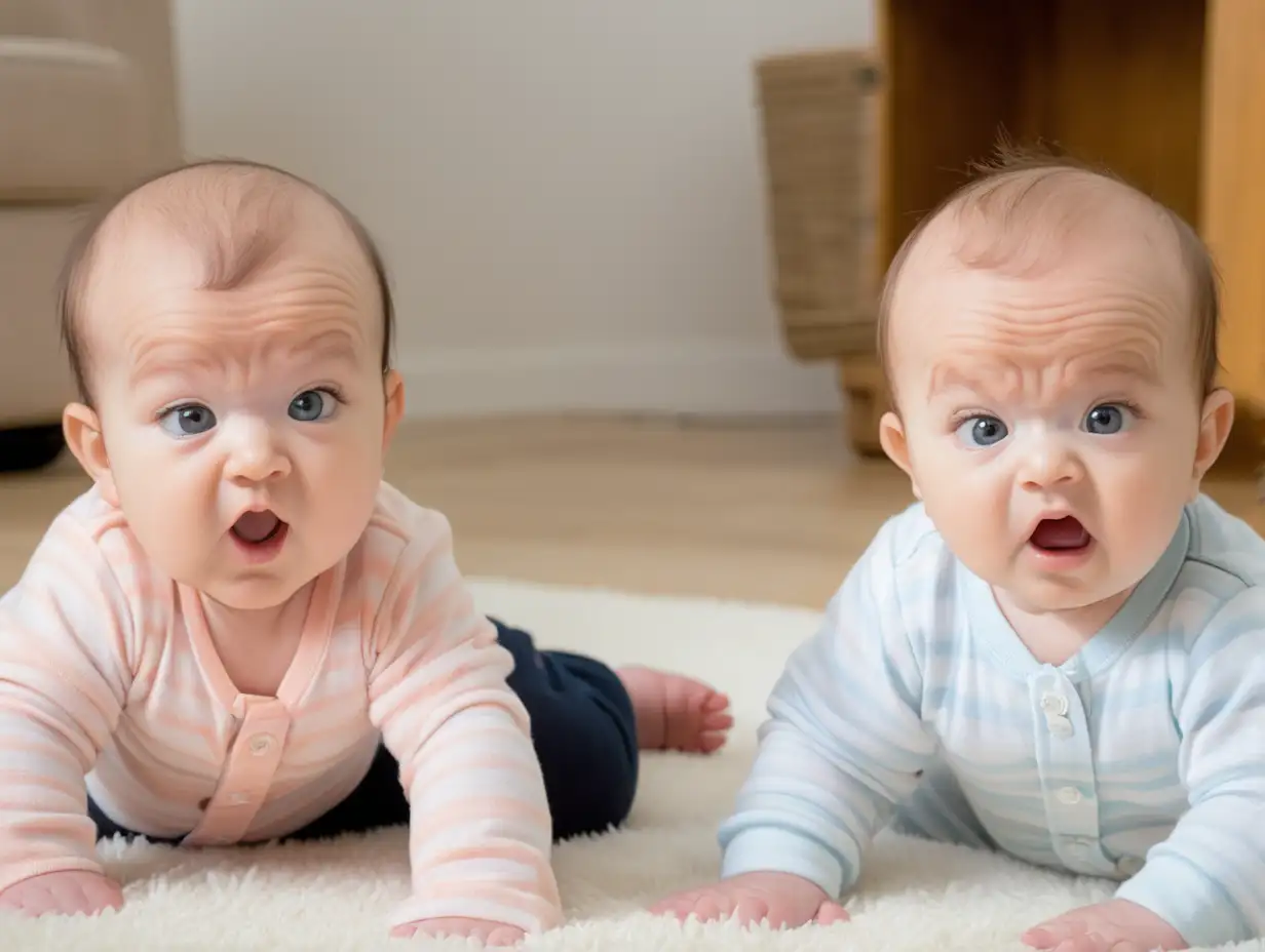 Contrasting Baby Personalities Two Babies Demonstrating Differing Temperaments