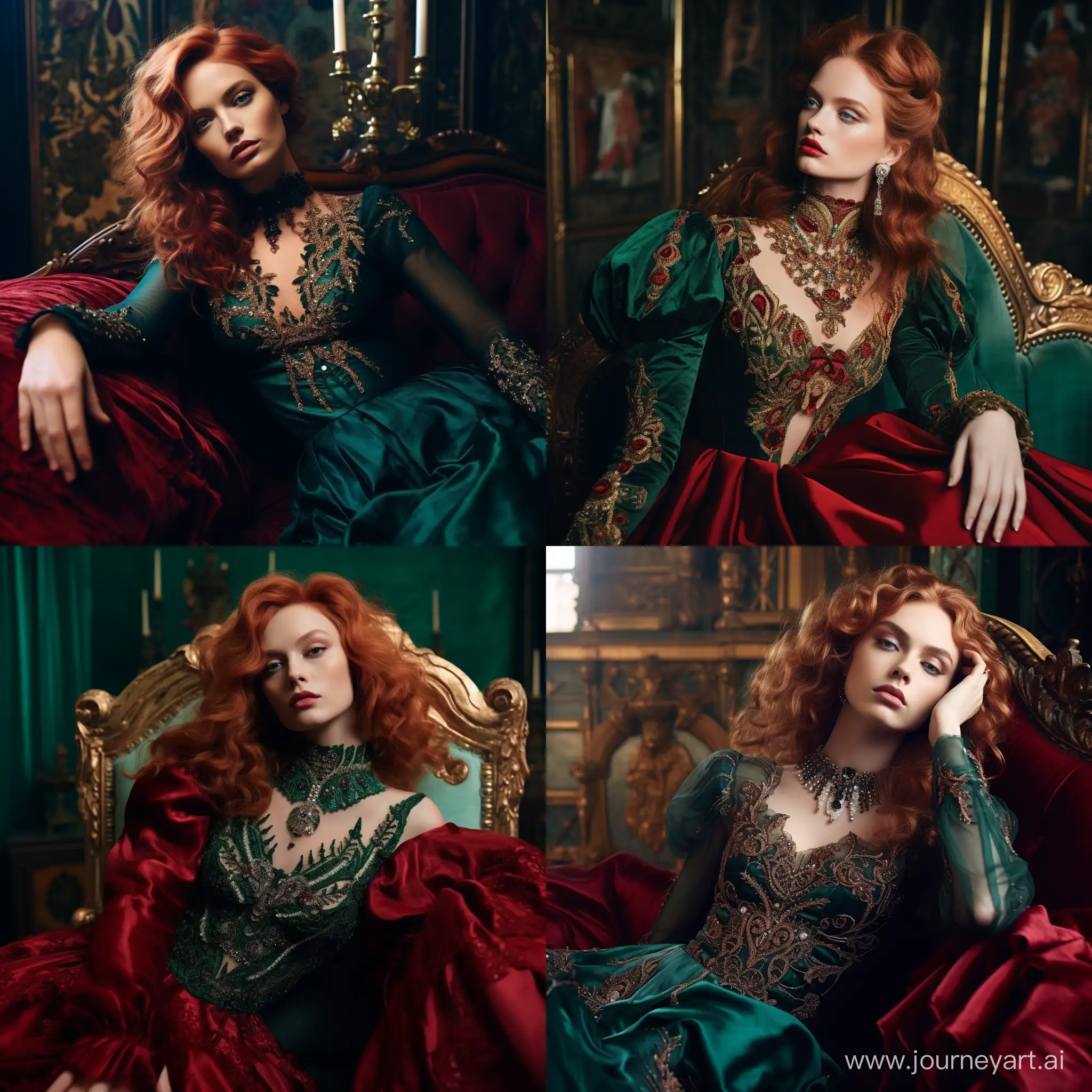 Enchanting-RedHaired-Maiden-in-Luxurious-Velvet-Attire-by-Alessio-Balbi