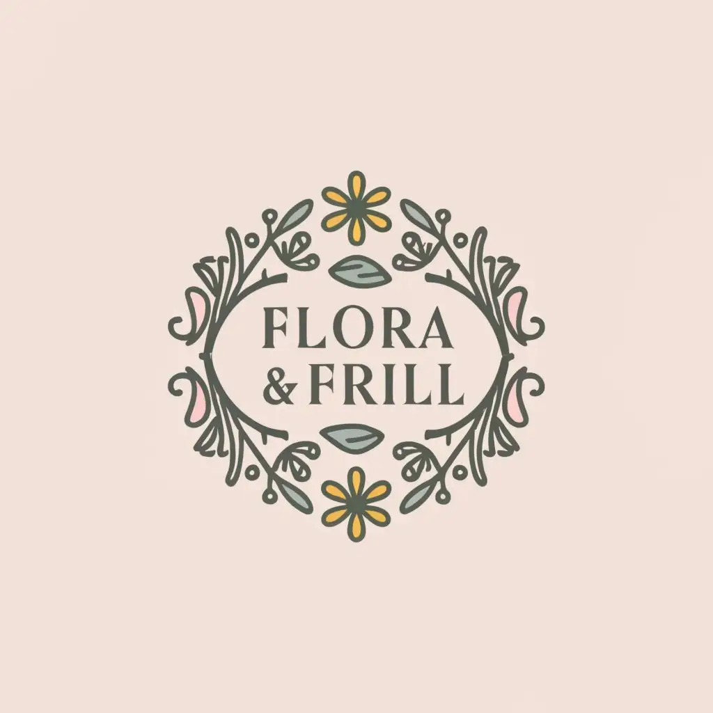 a logo design,with the text "Flora & Frill", main symbol:Floral ,Minimalistic,clear background