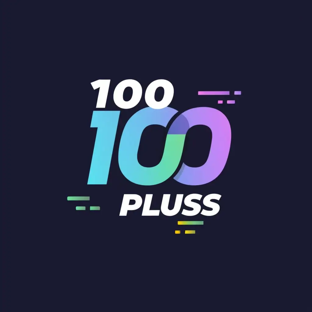 logo, ???
, with the text "100
Plus
", typography, be used in Internet industry