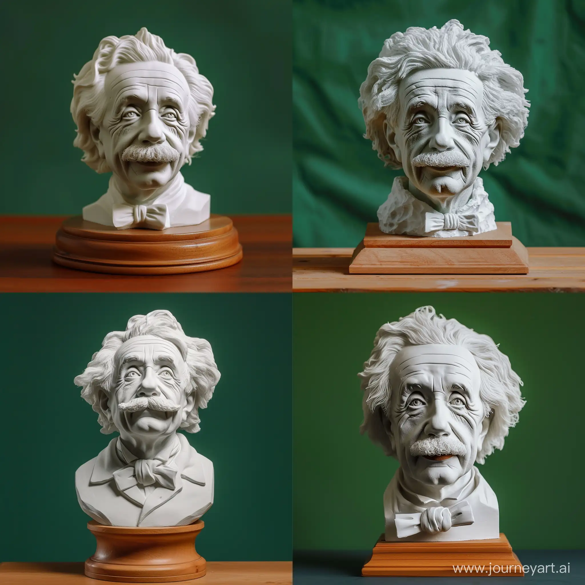 Albert-Einstein-Plaster-Sculpture-on-Wood-Base-with-Cinematic-Pose