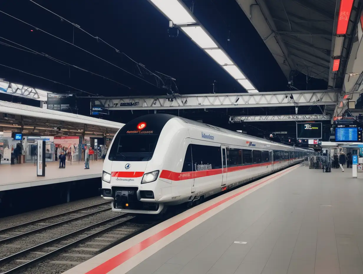 Modern InterCityExpress Train at German Railway Station