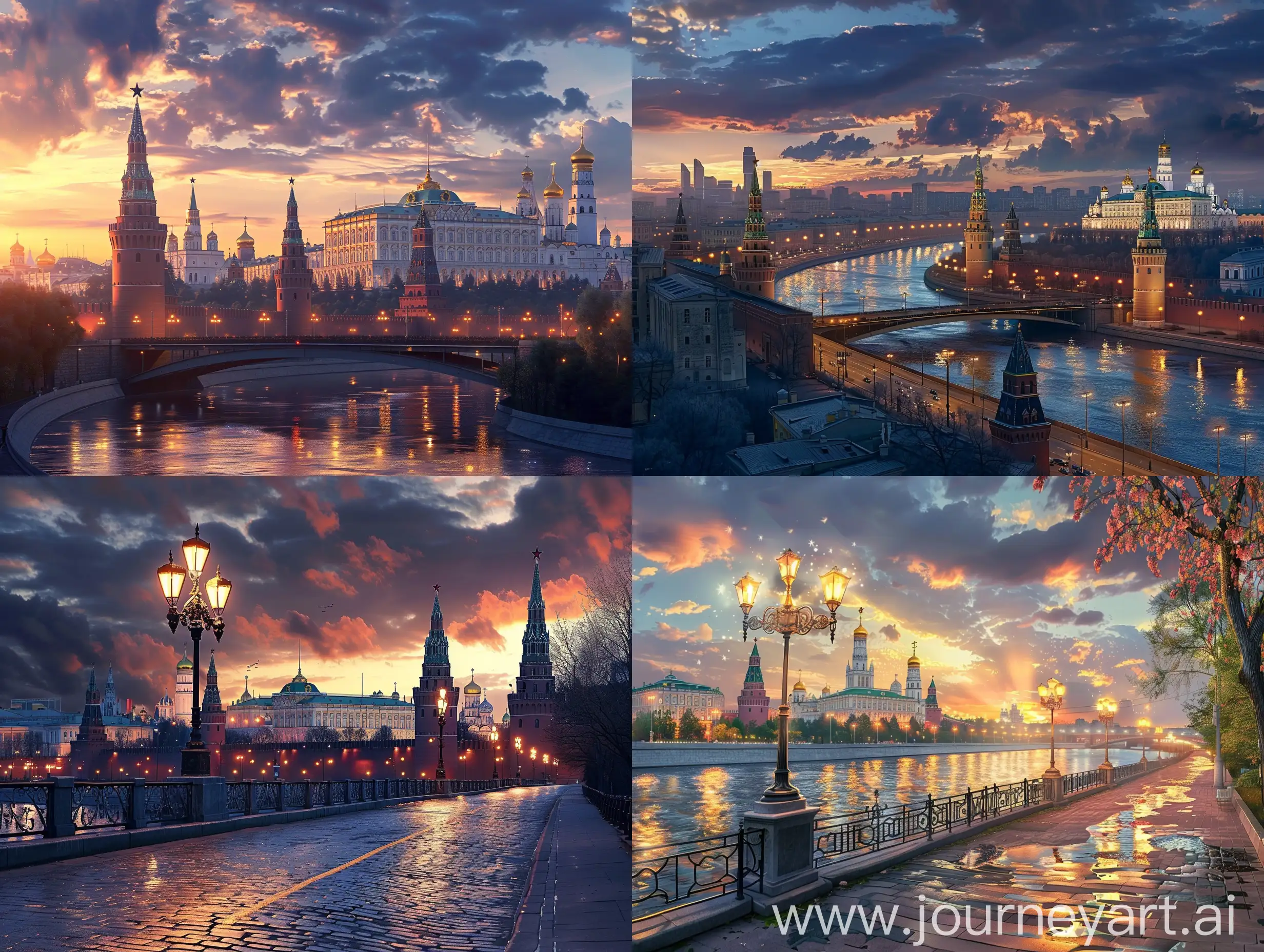 Beautiful Photo of Moscow, photorealistic, evening